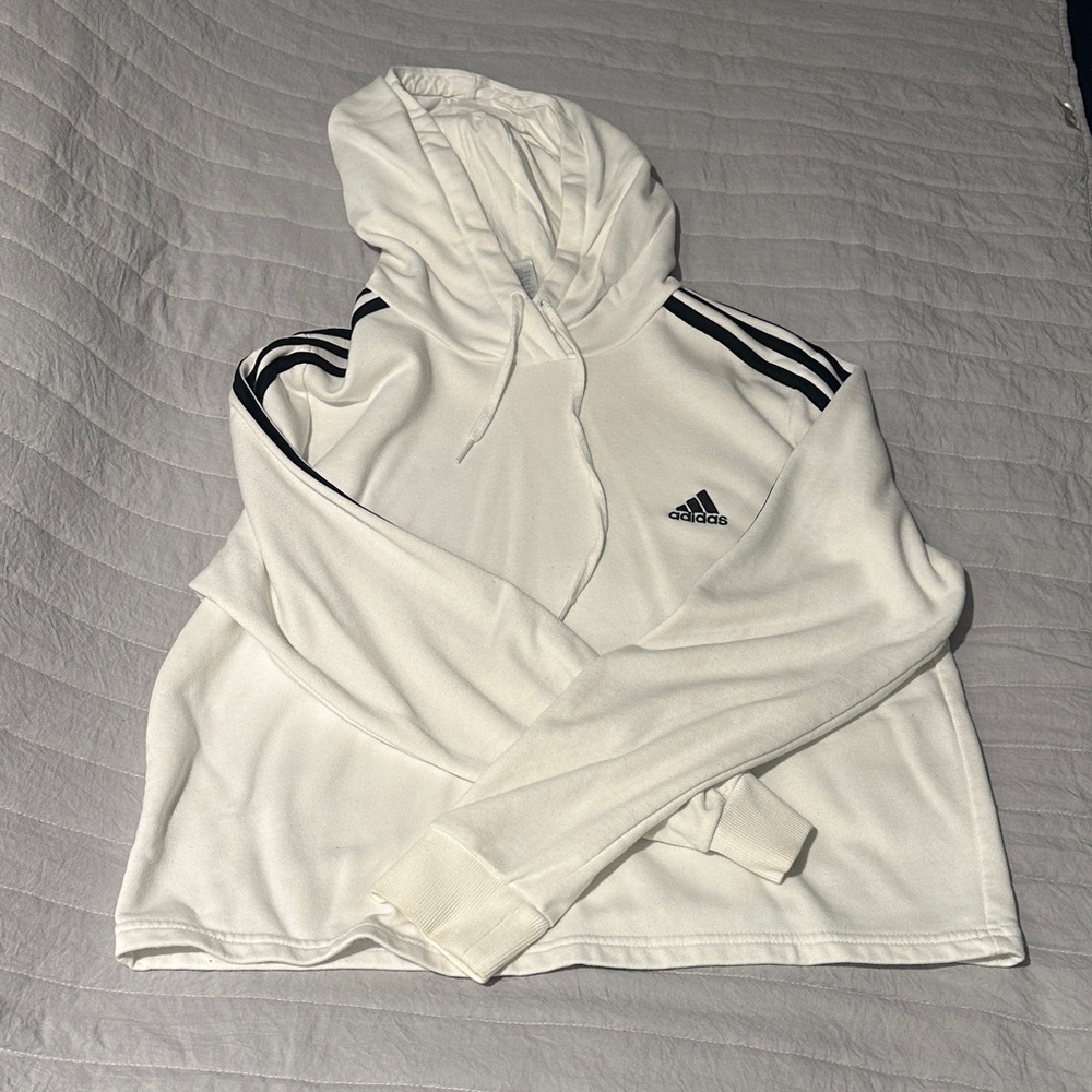 Adidas White Hoodie with Black Accents